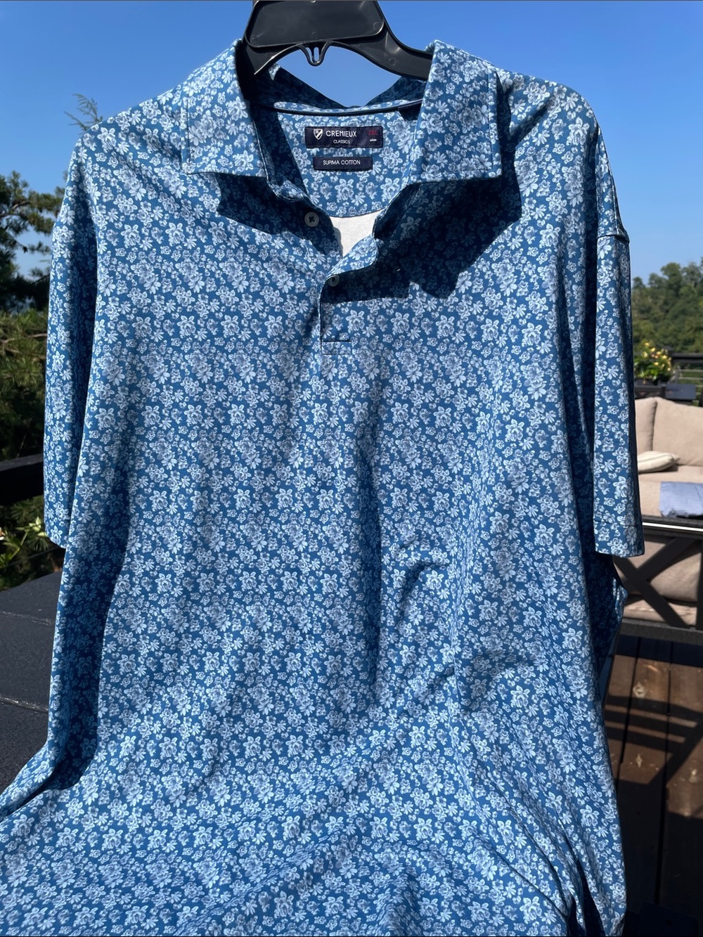 Daniel Cremieux Navy Blue Floral Micro-Print Polo NWOT